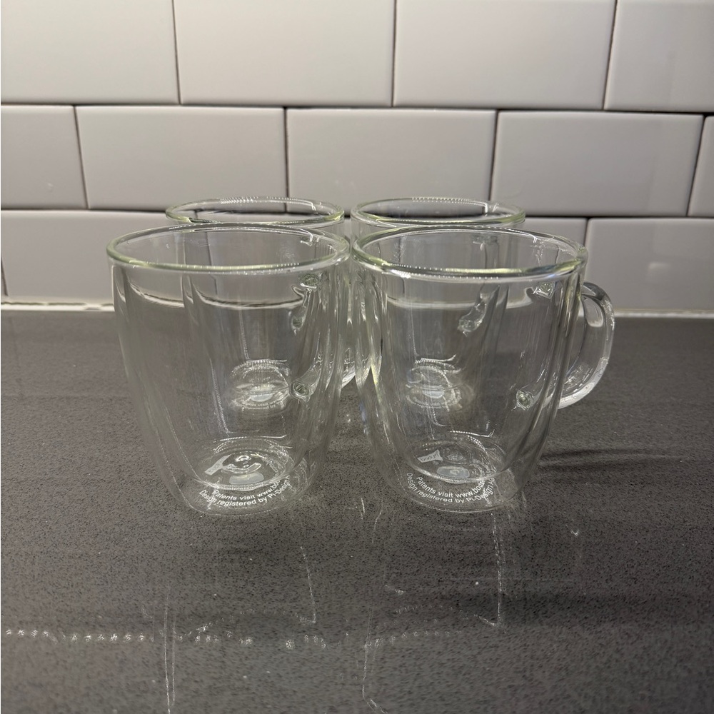 Bodum Clear Double-Walled Glass Mugs - Set of 4